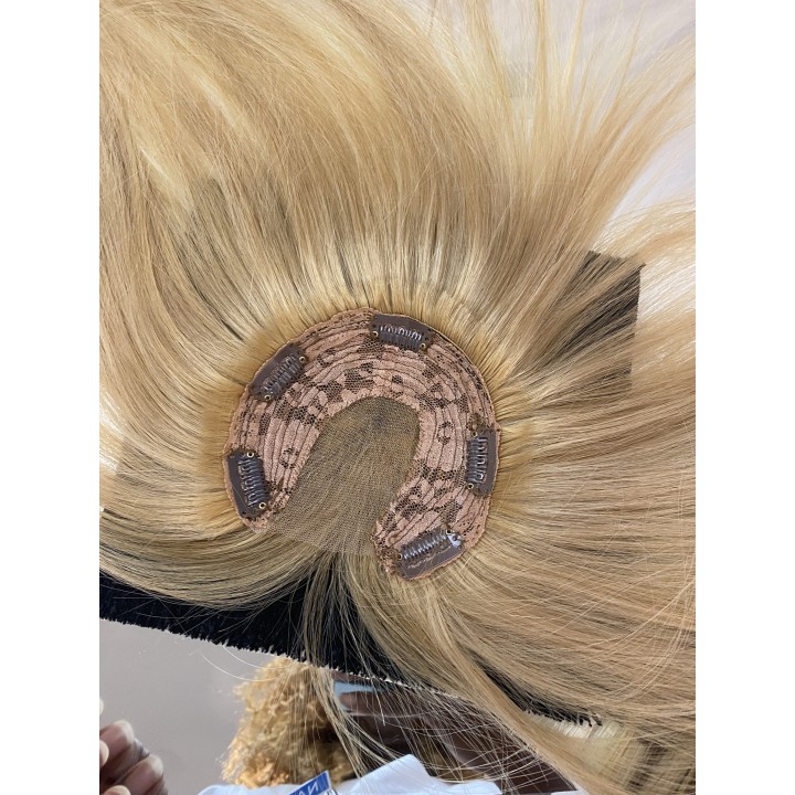 Toupet XL da donna con clip capelli veri remy  Europei calotta di 8 x 13 cm