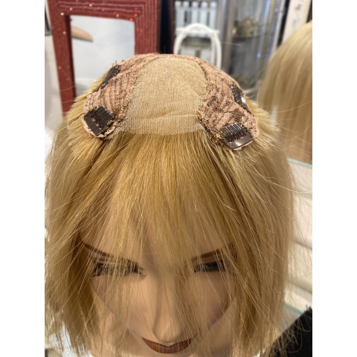 Toupet XL da donna con clip capelli veri remy  Europei calotta di 8 x 13 cm