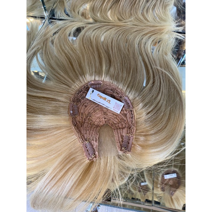 Toupet XL da donna con clip capelli veri remy  Europei calotta di 10 x 13 cm