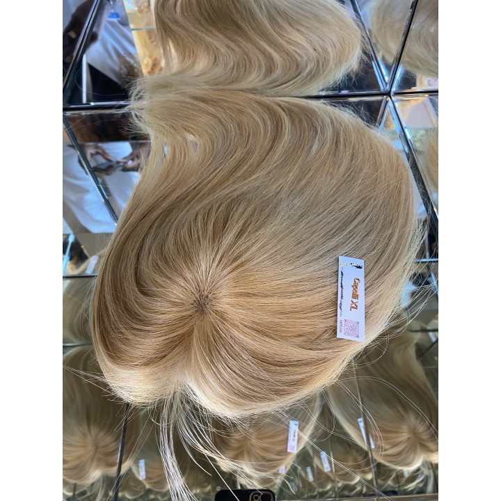 Toupet XL da donna con clip capelli veri remy  Europei calotta di 10 x 13 cm