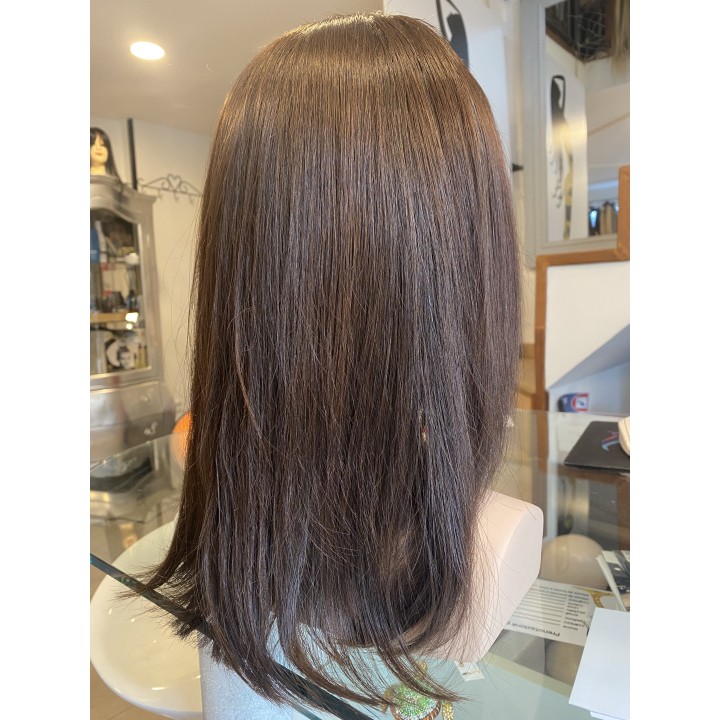 Parrucca liscia con frangia capelli veri Remy su misura capelli indiani
