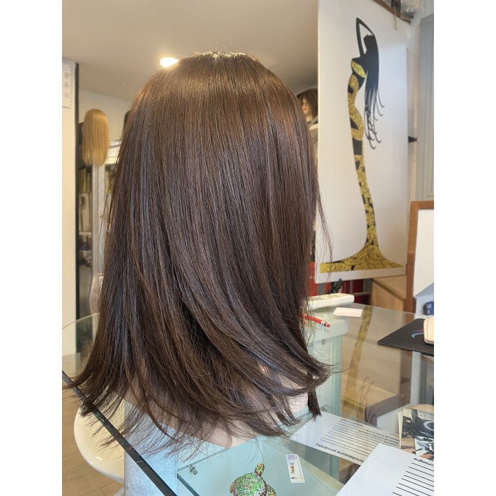 Parrucca liscia con frangia capelli veri Remy su misura capelli indiani