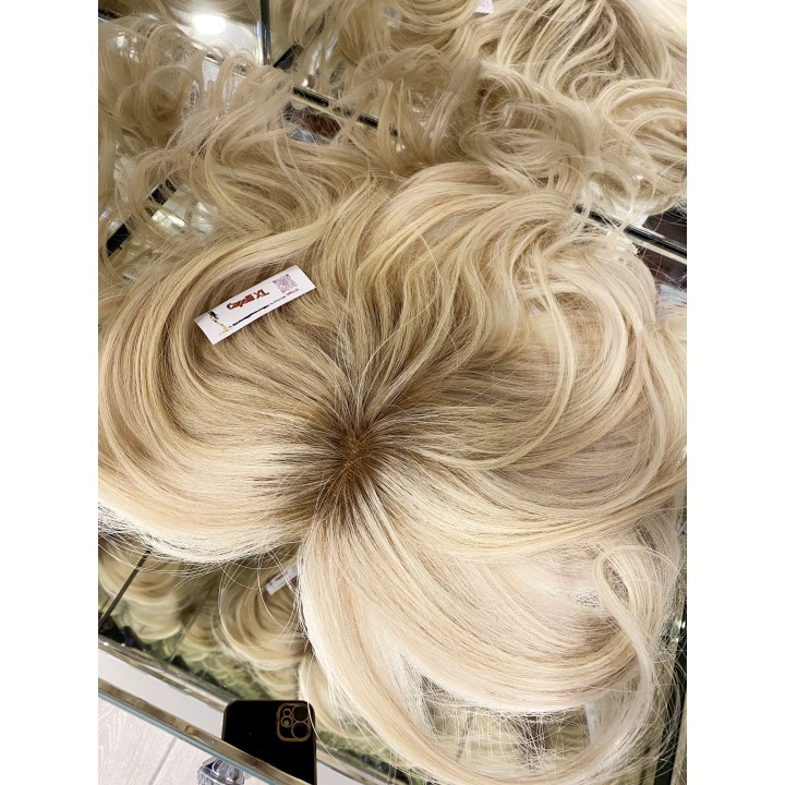 Toupet XL da donna con clip capelli veri remy  Europei calotta di 15cm x 18cm Infoltitore XL Toupet Donna con Frangia