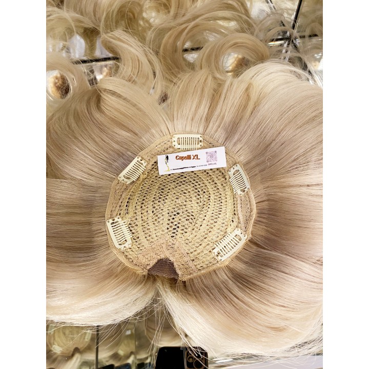 Toupet XL da donna con clip capelli veri remy  Europei calotta di 15cm x 18cm Infoltitore XL Toupet Donna con Frangia