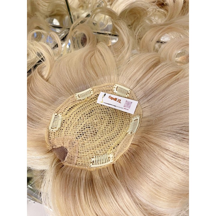 Toupet XL da donna con clip capelli veri remy  Europei calotta di 15cm x 18cm Infoltitore XL Toupet Donna con Frangia
