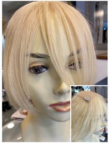 Top closure biondo platino capelli veri remy europei