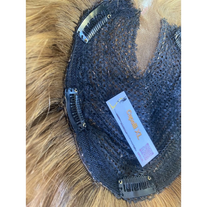 Toupet XL da donna con clip capelli veri remy  Europei calotta di 12 x 16 cm