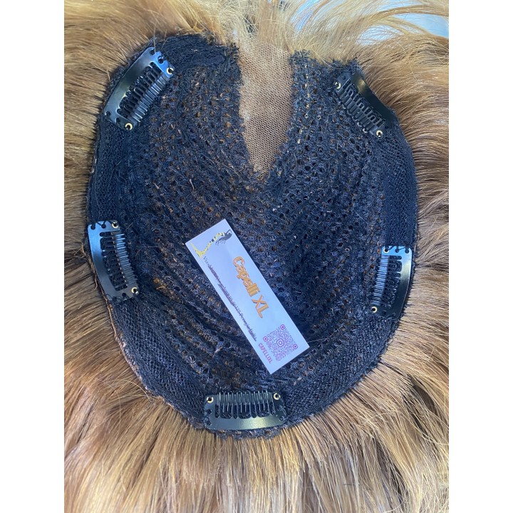 Toupet XL da donna con clip capelli veri remy  Europei calotta di 12 x 16 cm