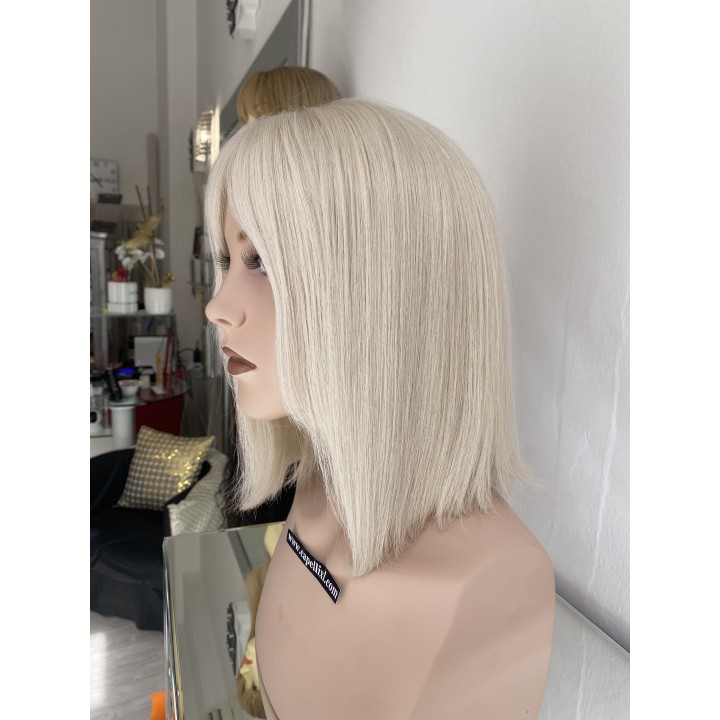 Parrucca Biondo super platino Capelli veri Remy Europei taglio carrè