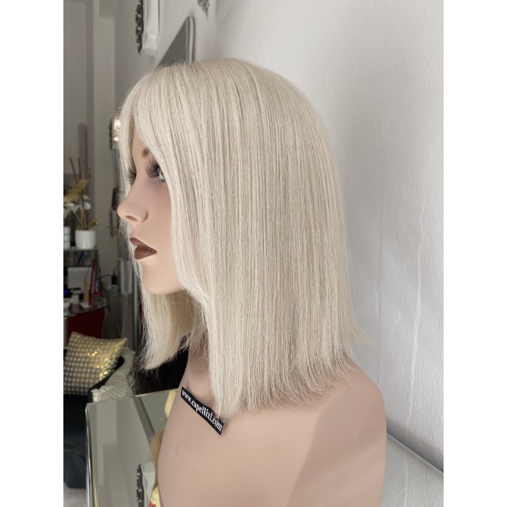 Parrucca Biondo super platino Capelli veri Remy Europei taglio carrè