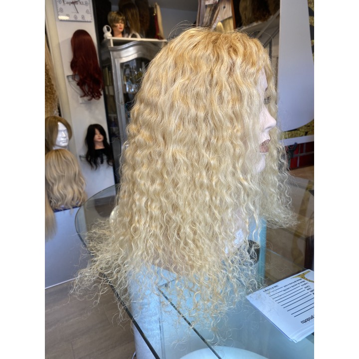 Parrucca di capelli veri Remy Ricci brasiliani colore biondo dorato