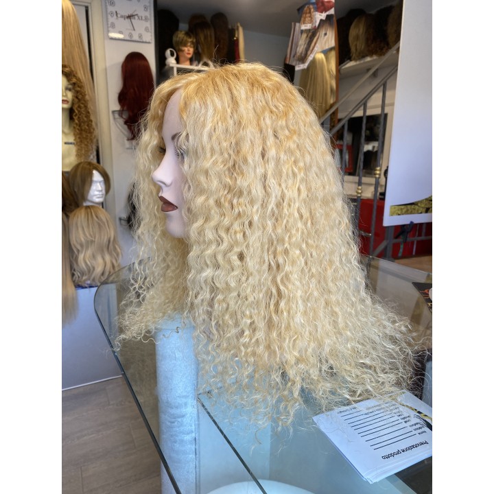 Parrucca di capelli veri Remy Ricci brasiliani colore biondo dorato