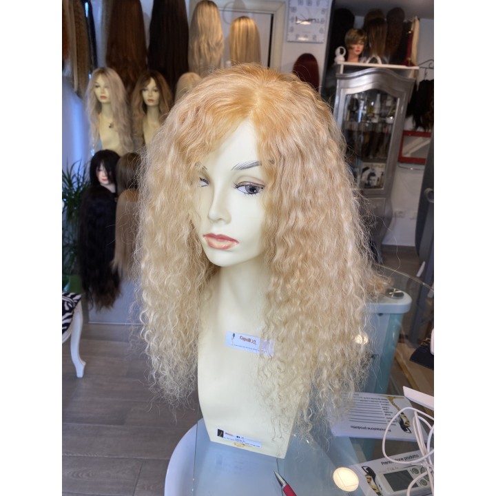 Parrucca bionda riccia capelli veri remy