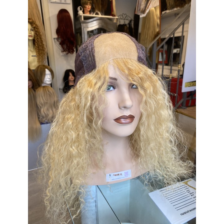 Parrucca di capelli veri Remy Ricci brasiliani colore biondo dorato