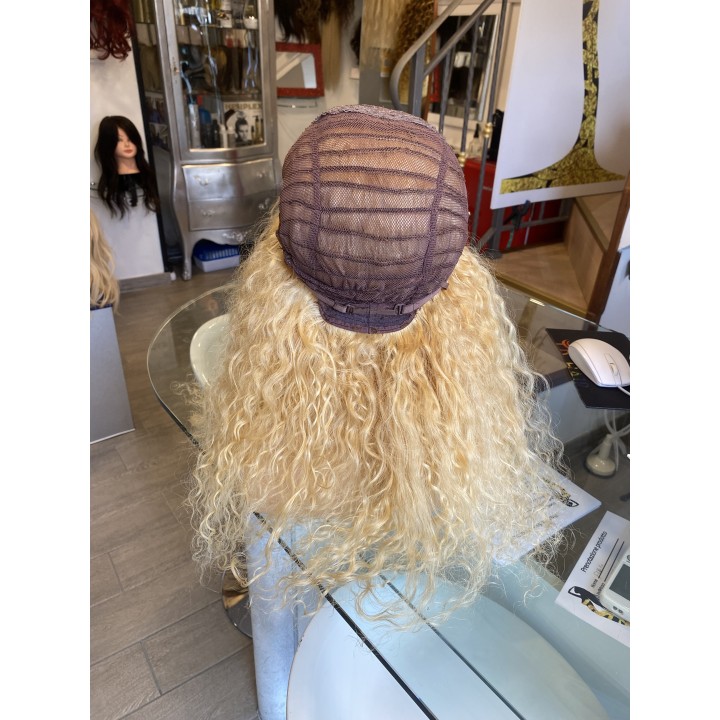 Parrucca di capelli veri Remy Ricci brasiliani colore biondo dorato