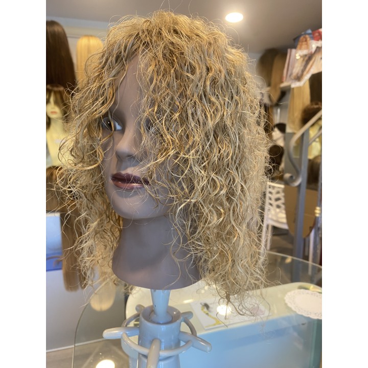 Toupet Closure Con Clip Capelli Veri Ricci biondo 16cm capelli lunghi