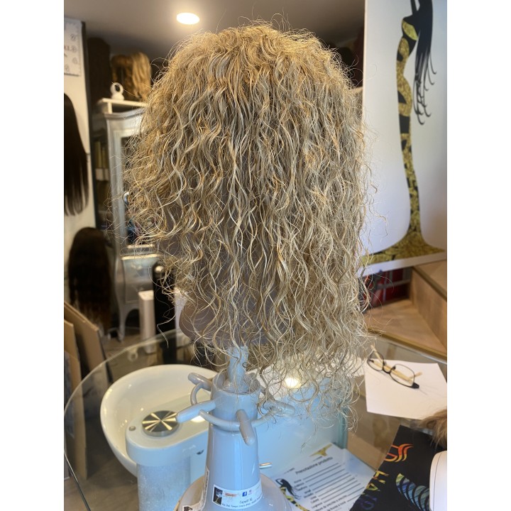 Toupet Closure Con Clip Capelli Veri Ricci biondo 16cm capelli lunghi
