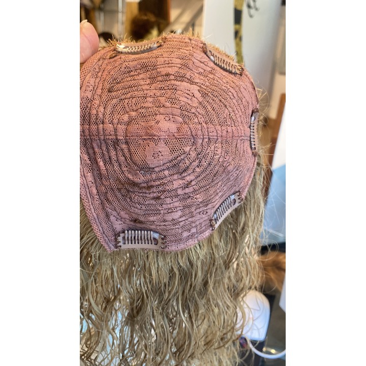 Toupet Closure Con Clip Capelli Veri Ricci biondo 16cm capelli lunghi