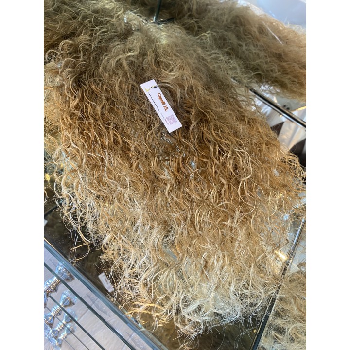 Toupet Closure Con Clip Capelli Veri Ricci biondo 16cm capelli lunghi