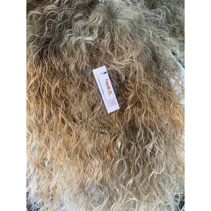 Toupet Closure Con Clip Capelli Veri Ricci biondo 16cm capelli lunghi
