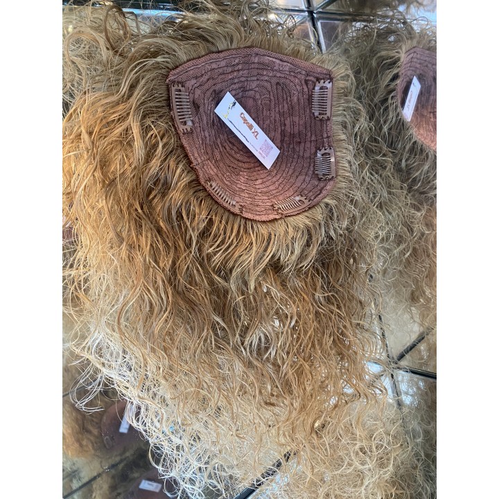 Toupet Closure Con Clip Capelli Veri Ricci biondo 16cm capelli lunghi