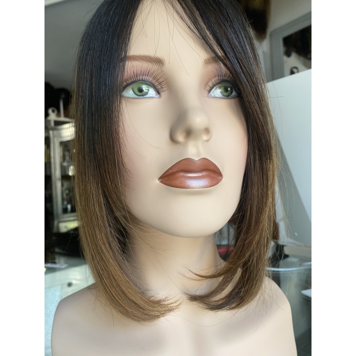 Toupet Castano 4 Sfumato biondo 7 con effetto ricrescita infoltimento con clip capelli veri remy capelli indiani