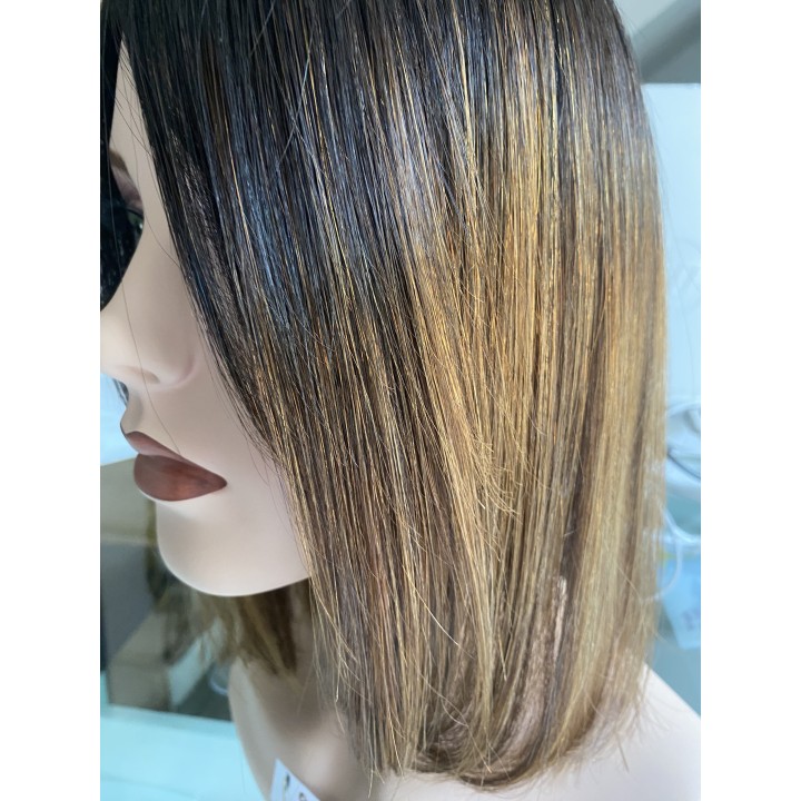 Toupet Castano 4 Sfumato biondo 7 con effetto ricrescita infoltimento con clip capelli veri remy capelli indiani