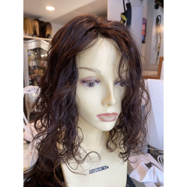 Infoltitore mezza parrucca, capelli veri remy  le clip colore castano