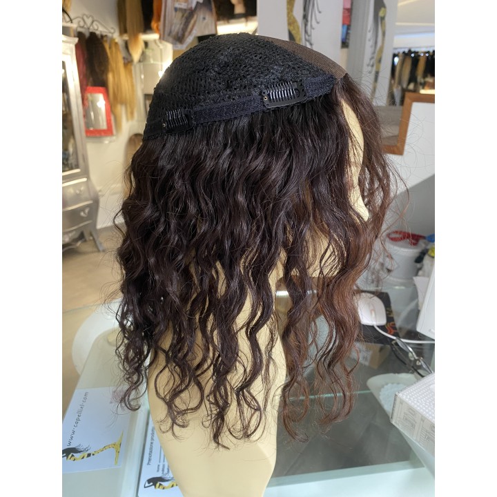 Infoltitore mezza parrucca, capelli veri remy  le clip colore castano