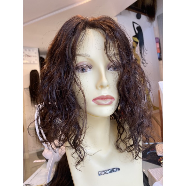 Infoltitore mezza parrucca, capelli veri remy  le clip colore castano