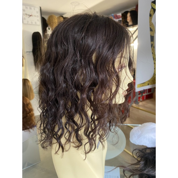 Infoltitore mezza parrucca, capelli veri remy  le clip colore castano