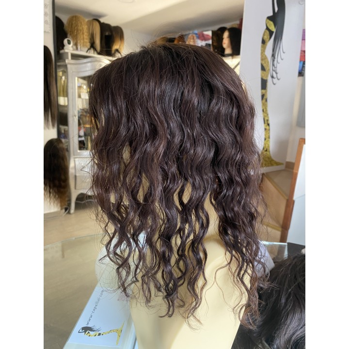 Infoltitore mezza parrucca, capelli veri remy  le clip colore castano