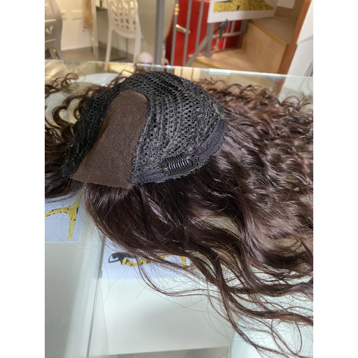 Infoltitore mezza parrucca, capelli veri remy  le clip colore castano