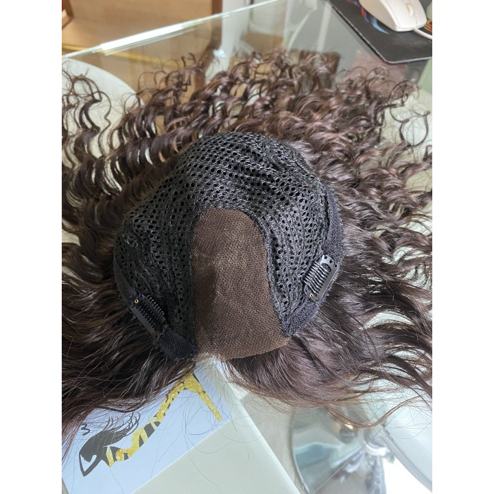 Infoltitore mezza parrucca, capelli veri remy  le clip colore castano