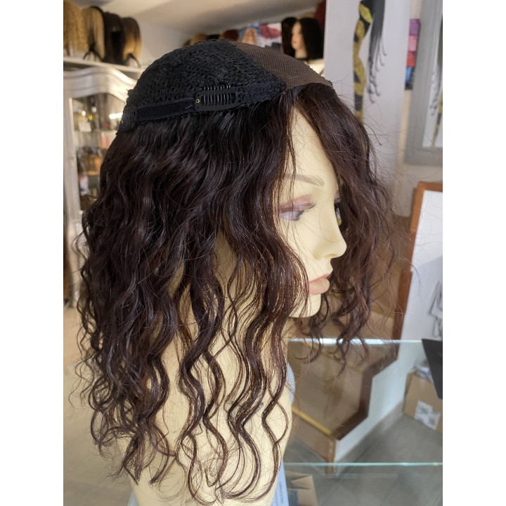 Infoltitore mezza parrucca, capelli veri remy  le clip colore castano
