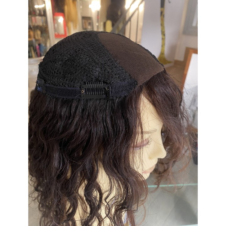 Infoltitore mezza parrucca, capelli veri remy  le clip colore castano