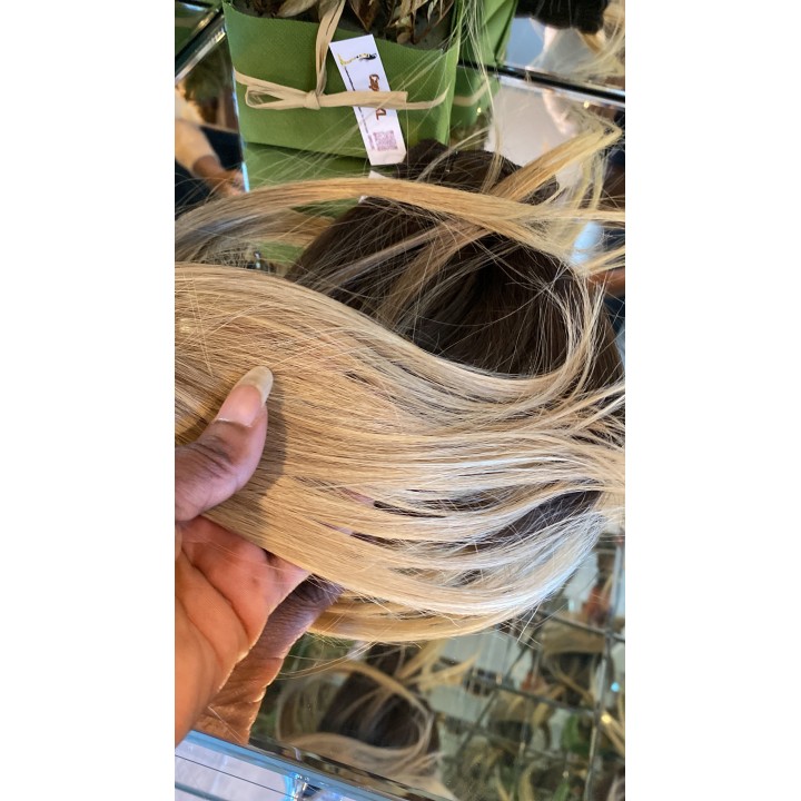 Matassa di capelli veri Remy balayage biondo cenere e chiaro balayage