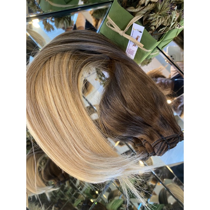 Matassa di capelli veri Remy balayage biondo cenere e chiaro balayage