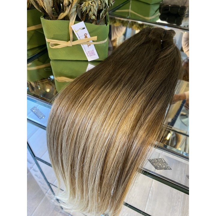 Matassa di capelli veri Remy balayage biondo cenere e chiaro balayage
