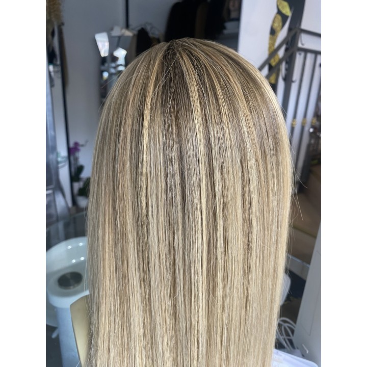 Camilla – Parrucca bionda in capelli veri con frangia effetto balayage