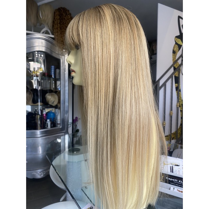 Camilla – Parrucca bionda in capelli veri con frangia effetto balayage