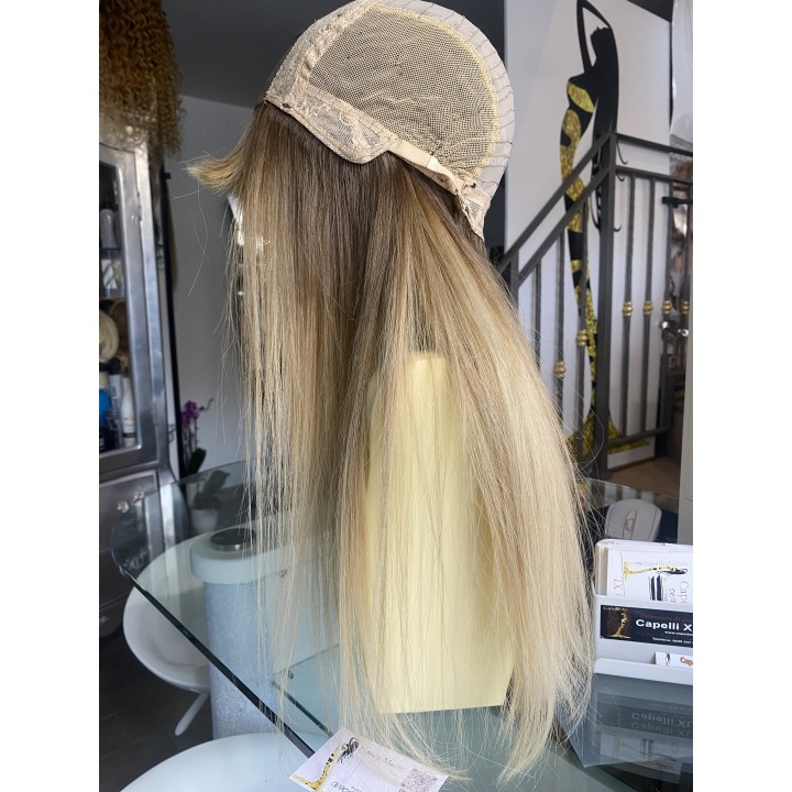 Camilla – Parrucca bionda in capelli veri con frangia effetto balayage