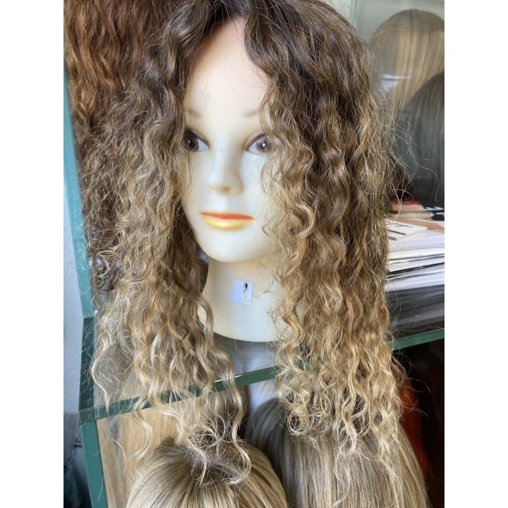 Toupet con clip, capelli veri remy ricci Colore biondo con effetto Balayage