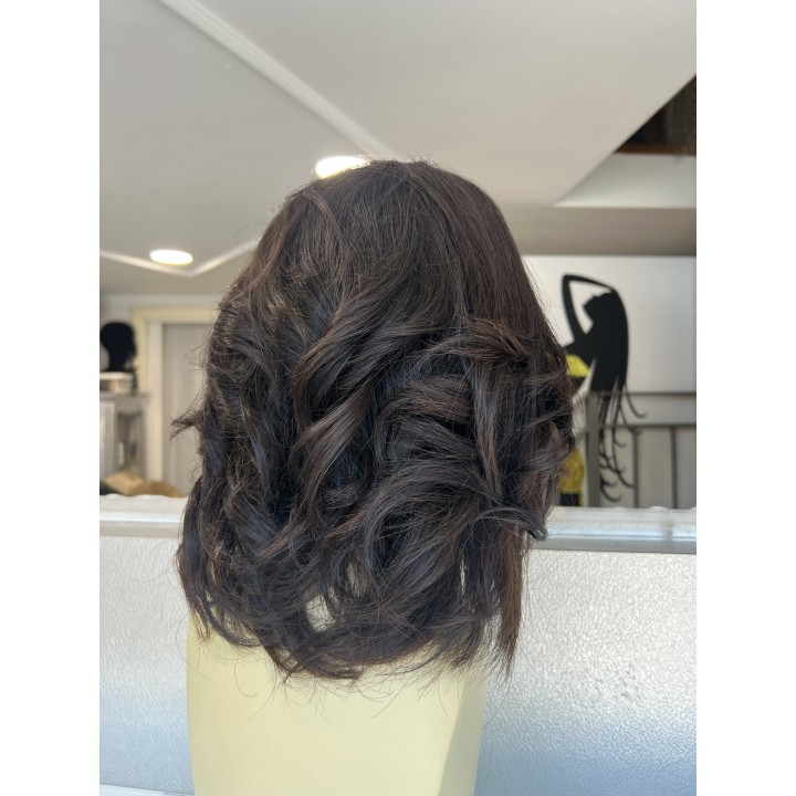 Parrucca Medio Scalato Capelli Veri Remy Castano