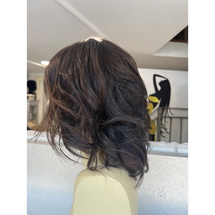 Parrucca Medio Scalato Capelli Veri Remy Castano