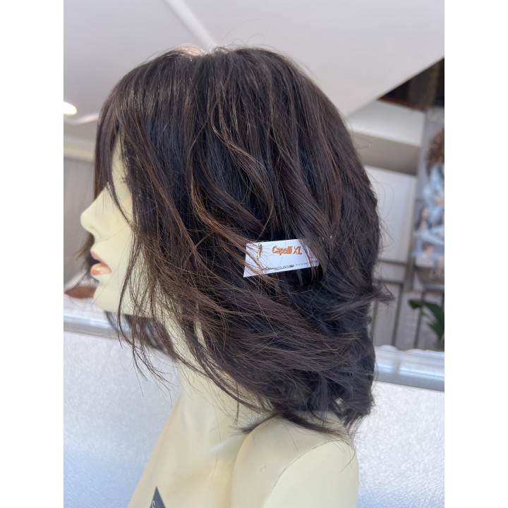 Parrucca Medio Scalato Capelli Veri Remy Castano