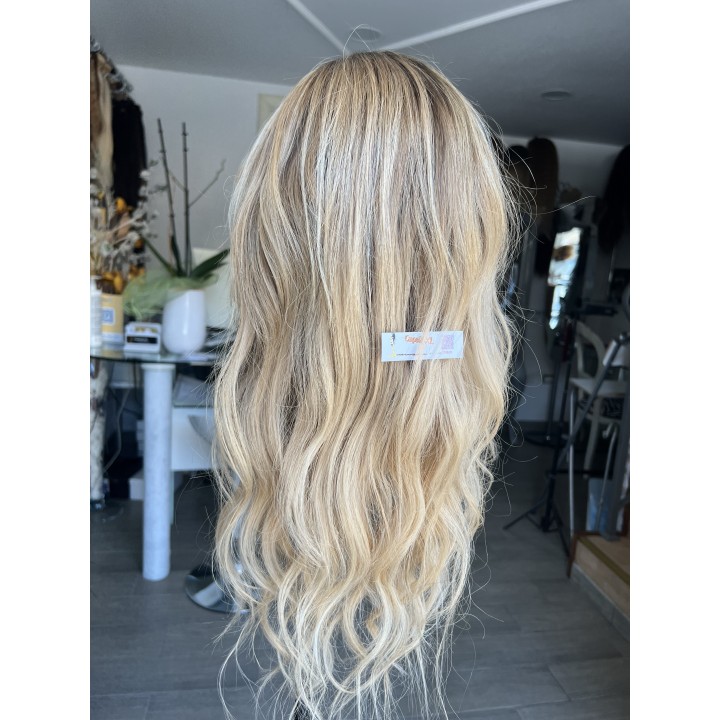Parrucca bionda di capelli veri remy europei colore biondo mesciato