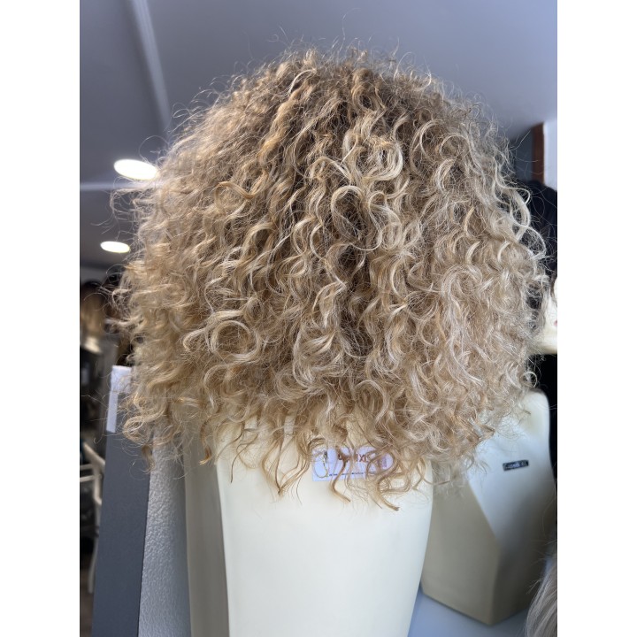 Parrucca di capelli veri ricci colore biondo