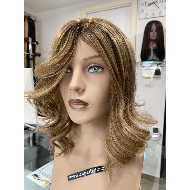 Parrucca con frangia capelli veri Remy Europei Colore biondo chiaro