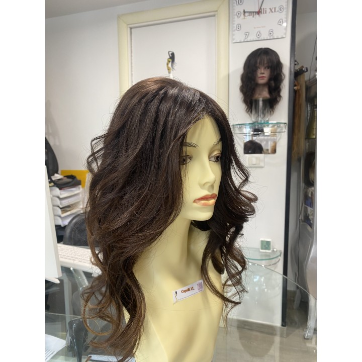 Parrucca di capelli veri remy Colore castano naturale mossi